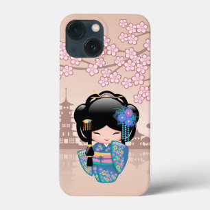 Keiko Kokeshi Doll - Blue Kimono Geisha Girl iPhone 13 Mini Case
