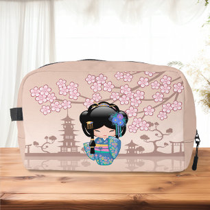 Keiko Kokeshi Doll - Blue Kimono Geisha Girl Dopp Kit