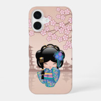 Keiko Kokeshi Doll - Blue Kimono Geisha Girl