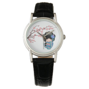 Keiko Kokeshi Doll - Blue Kimono Geisha Girl Watch