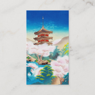 Keisui Pagoda in Spring japanese oriental scenery Business Card
