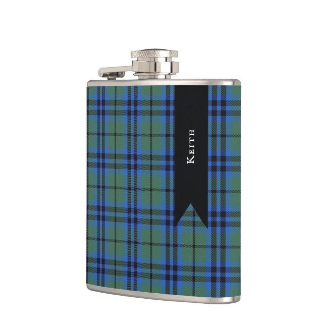 Keith Clan Scottish Tartan Plaid Pattern Hip Flask (Left)