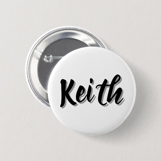 Keith Mens Name, 6 Cm Round Badge (Front & Back)