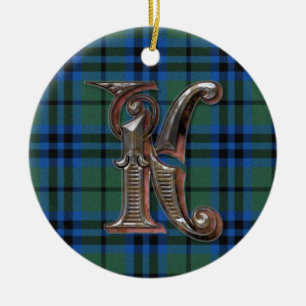 Keith Plaid Monogram ornament