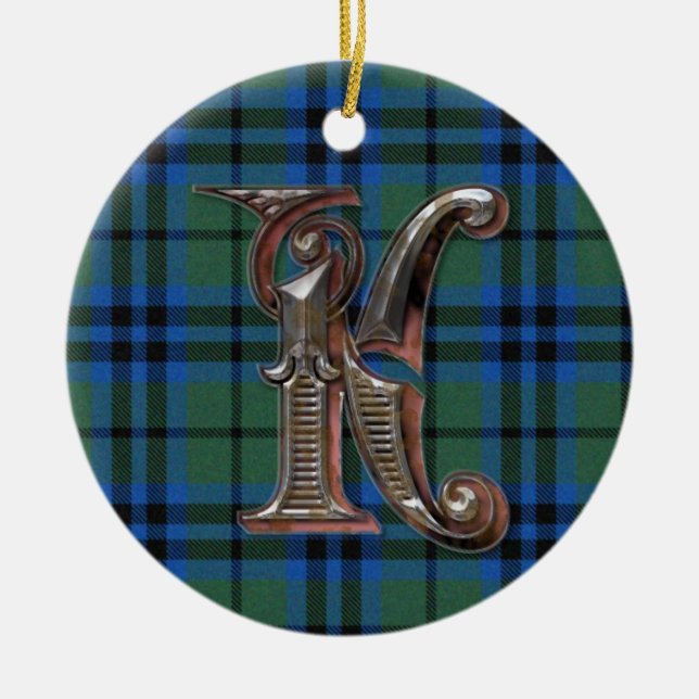 Keith Plaid Monogram ornament (Front)