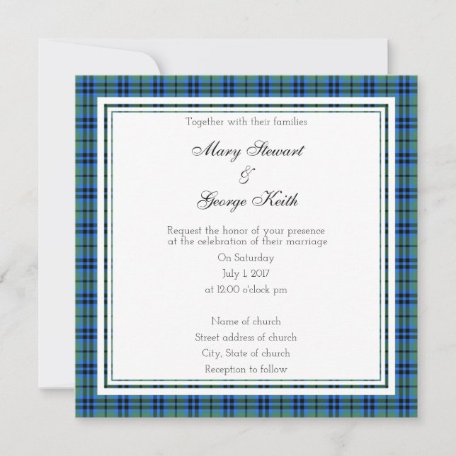 Keith Scottish Wedding Square Invitation (Front)