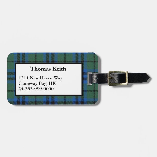 Keith Tartan Plaid Luggage Tag (Front Horizontal)