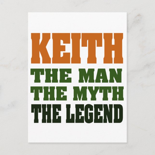 KEITH - the Man, the Myth, the Legend! Postcard (Front)