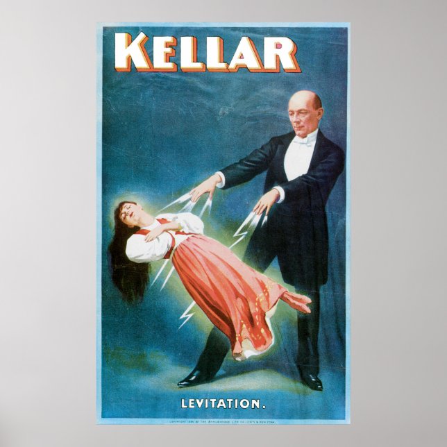 Kellar ~ Levitation Magician Vintage Magic Act Poster (Front)