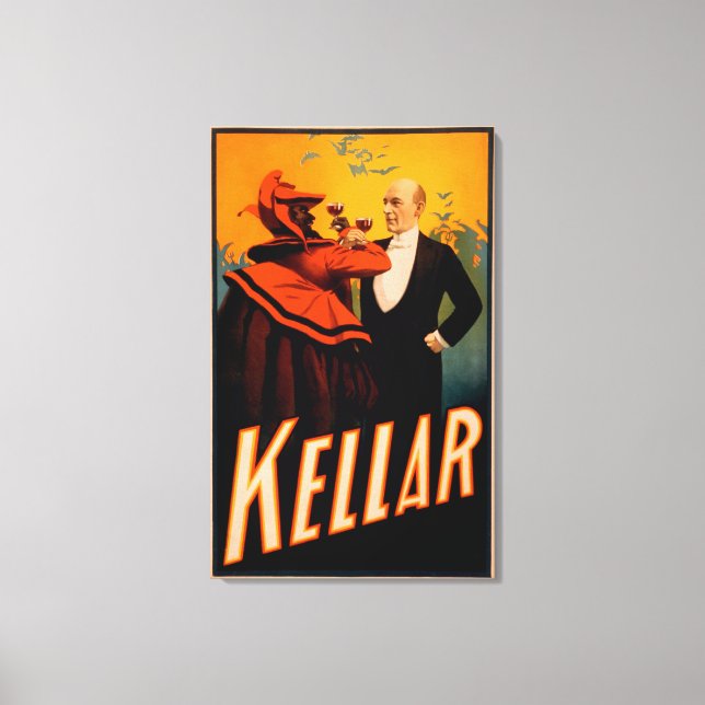 Kellar Magician Drinking Wine with the Devil Canvas Print (Front)