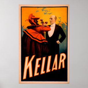 Kellar Magician Drinking Wine with the Devil Poster
