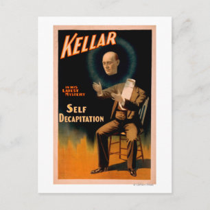 Kellar performing Self Decapitation Magic Postcard