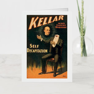 Kellar the Magician - Self Decapitation - Vintage Foil Greeting Card