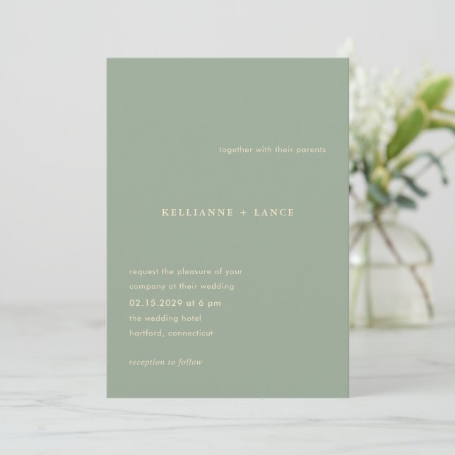 Kellianne Sage Green Modern Wedding Invitation (Standing Front)