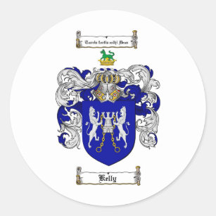KELLY FAMILY CREST -  KELLY COAT OF ARMS CLASSIC ROUND STICKER