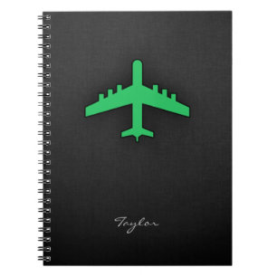 Kelly Green Aeroplane Spiral Notebook