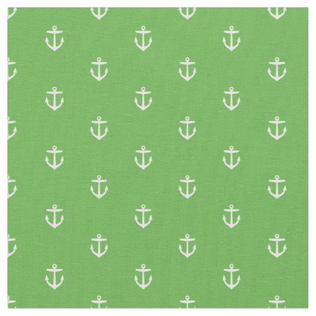 Kelly Green Anchor Print Fabric (Close Up)