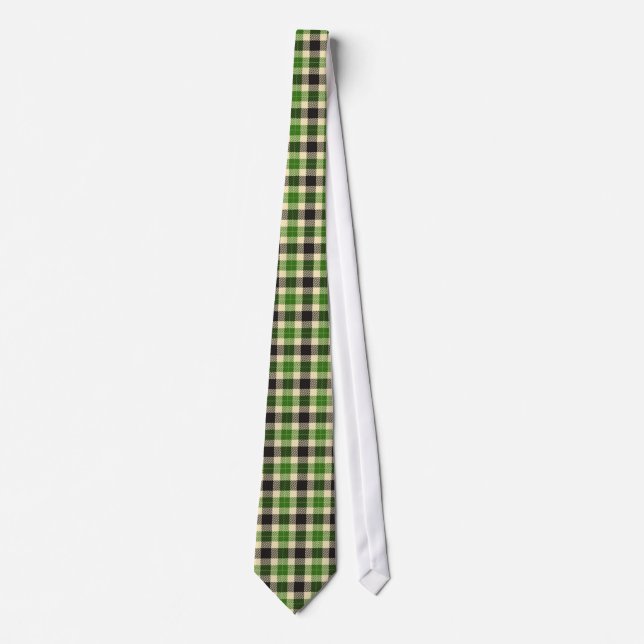 Kelly Green and Black Tartan Plaid Tie (Front)