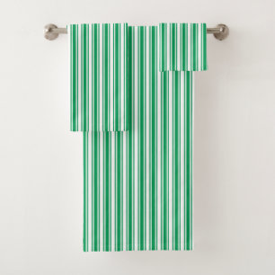 Kelly green and white candy stripes bath towel set