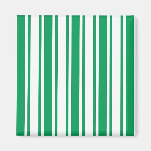 Kelly green and white candy stripes magnet (Front)