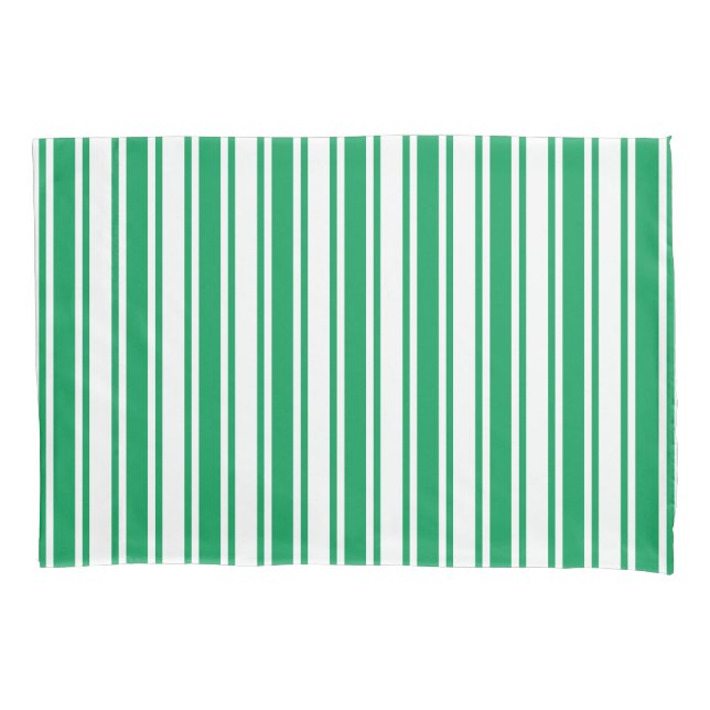 Kelly green and white candy stripes pillowcase (Front)