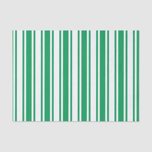 Kelly green and white candy stripes tissue paper (Front)