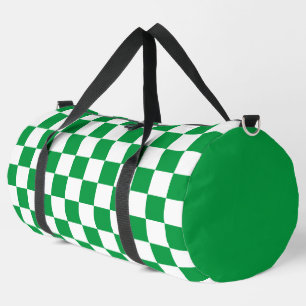 Kelly Green and White Chequered pattern Duffle Bag
