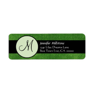 KELLY GREEN & BLACK Wedding Monogram Address Label