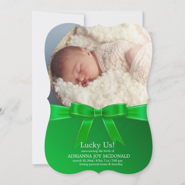 Kelly Green Bow Photo Announcement (Front)