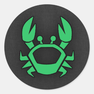 Kelly Green Crab Classic Round Sticker