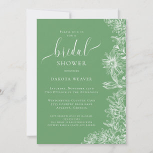 Kelly Green Floral Bridal Shower  Invitation
