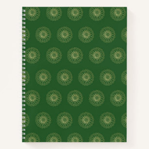 Kelly Green Golden Zinnia Flower Medallions Notebook