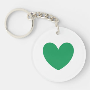 Kelly green heart on white key ring