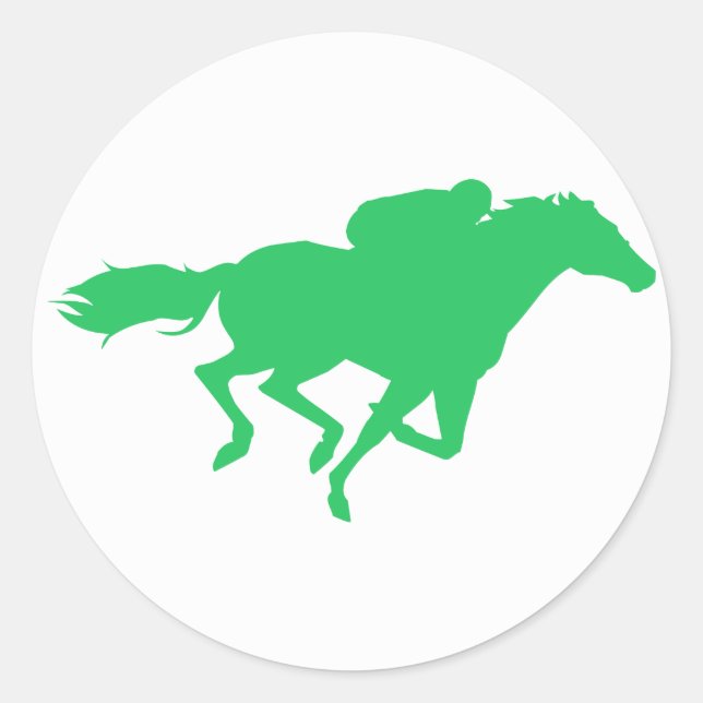 Kelly Green Horse Racing Classic Round Sticker (Front)