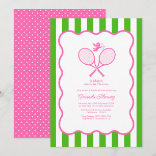 Kelly Green & Hot Pink Preppy Tennis Bridal Shower Invitation