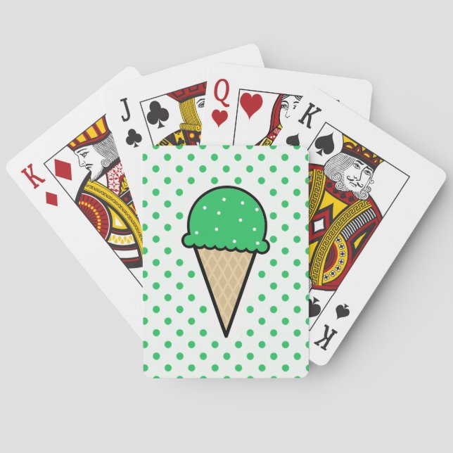 Kelly Green Ice Cream Cone Playing Cards (Back)