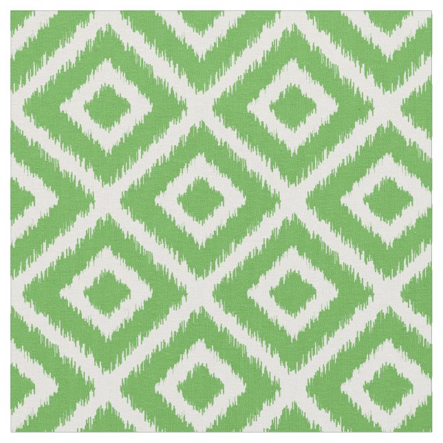 Kelly Green Ikat Diamonds Fabric (Close Up)