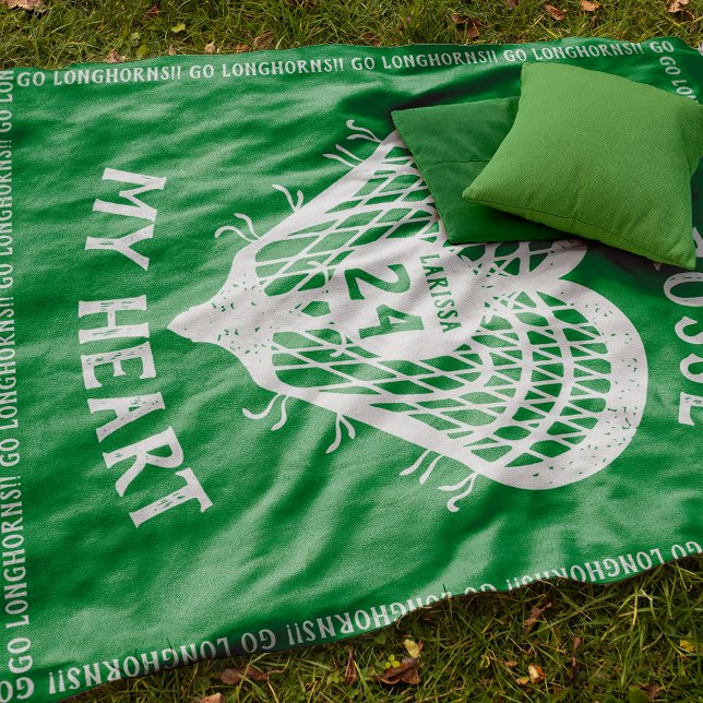 Kelly Green Lacrosse My Heart Fleece Blanket (Creator Uploaded)