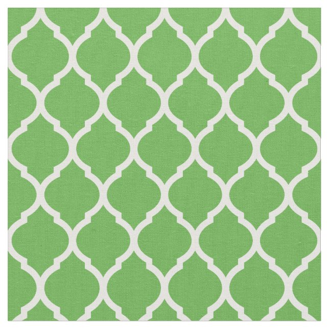 Kelly Green Moroccan Quatrefoil Fabric (Close Up)