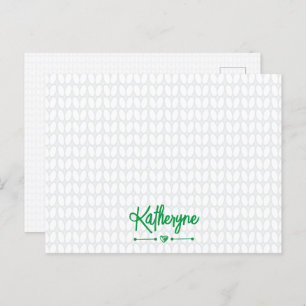 Kelly Green Personalised Knit Stitch Postcard