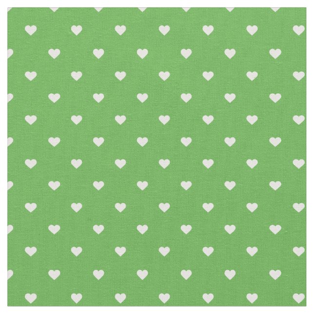 Kelly Green Polka Dot Hearts Fabric (Close Up)