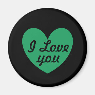 Kelly green polka hearts on black magnet