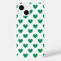 Kelly green polka hearts on white