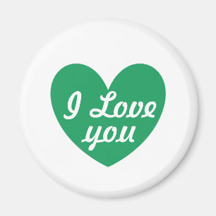 Kelly green polka hearts on white magnet