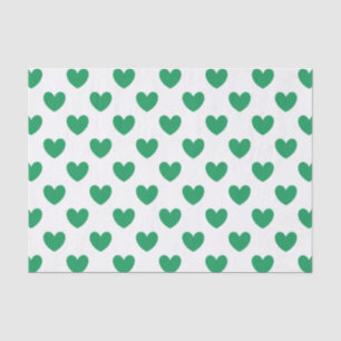 Kelly green polka hearts on white tissue paper
