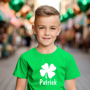 Kelly Green Shamrock Name St Patricks Boys T-Shirt