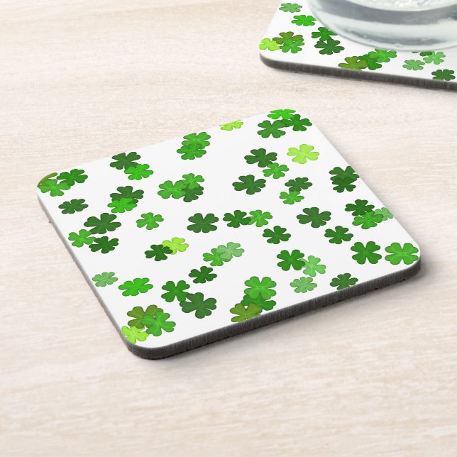 Kelly green “Shamrocks Falling”  Coaster (Left Side)