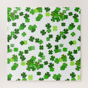 Kelly green “Shamrocks Falling” Jigsaw Puzzle