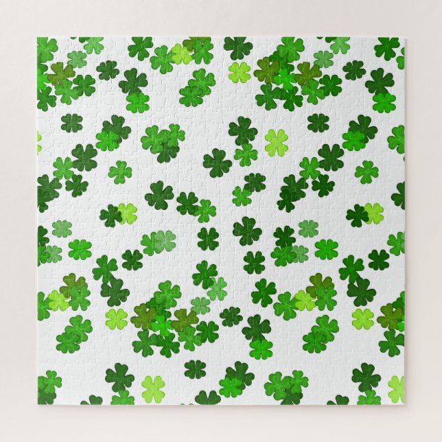 Kelly green “Shamrocks Falling” Jigsaw Puzzle (Vertical)