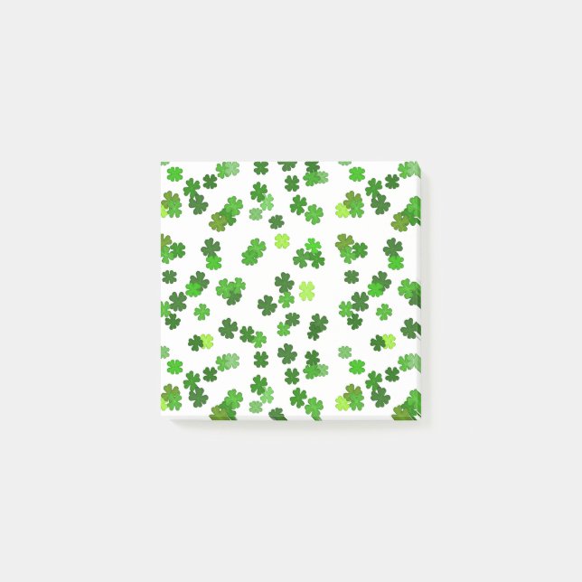 Kelly green “Shamrocks Falling“ Post-it Notes (Front)